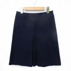 ハリス HARRISS スカート 台形 タック 膝丈 サイドジップ シンプル 34 ネイビー 紺 /ST26のサムネイル