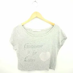 カージュ Khaju Tシャツ カットソー ボートネック 英字 ハート 綿 コットン 半袖 グレー ピンク /TT6のサムネイル