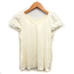 ペイトンプレイス PEYTON PLACE レース カットソー ブラウス 透け感 コットン混 Vネック 半袖 M ベージュ /NT9のサムネイル