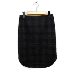 スピック＆スパン ノーブル Spick&Span Noble ラウンドヘム スカート ひざ丈 チェック柄 ウール混 36 ブラウン 茶 /FT7のサムネイル