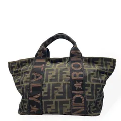 良品　FENDI フェンディ ロゴ ズッカ柄 キャンバス ハンドバッグ　ブラウンのサムネイル