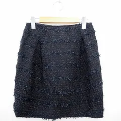 カージュ Khaju タイトスカート 総柄 ひざ丈 ウール混 コットン 綿 26 ブラック 黒 /MT39のサムネイル