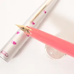 セーラー 万年筆 ポケット万年筆 14金 14K F相当 カートリッジ式 シルバー ピンク ハート柄 筆記確認済 本体のみのサムネイル