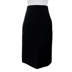 極美品☆HERMES エルメス 3H0316DX バージンウール シルバー金具 セリエ金具 膝丈 タイトスカート ブラック 40 フランス製 レディースのサムネイル