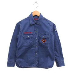 ザダファーオブセントジョージ THE DUFFER OF ST. GEORGE ステンカラー シャツ ブラウス コットン 綿 刺繍 ラウンドヘム 長袖 2 紺 ネイビー /NT3のサムネイル