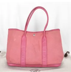 HERMES エルメス ガーデンパーティTPM トートバッグ ハンドバッグ　ピンク 　カンバス×レザー　トワルアッシュ　Ｍ刻印　正規品　鑑定済　Garden  Party  TPM　Tote Bagのサムネイル