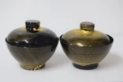sgfr　スガハラ硝子　かなざわシリーズ　金箔散らし　ガラス碗2客　蓋物のサムネイル