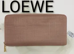 AWJ13 ロエベ 極美品 リネン ラウンドファスナー長財布 アナグラム ゴールド金具 保存袋付きのサムネイル