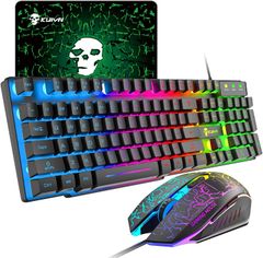 DELUX 光るゲーミングデバイス4点セット ブラック 日本語配列 109キー