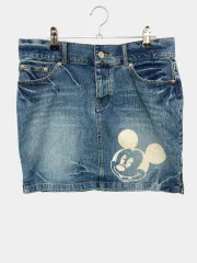 Disney ディズニー デニムスカート L ブルー ショート・ミニ丈 台形 レディースのサムネイル