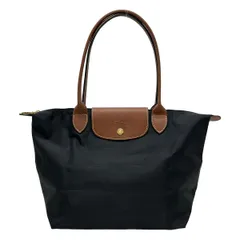 LONGCHAMP(ロンシャン) ショルダーバッグ美品  ル・プリアージュオリジナル 黒×ダークブラウン 折りたたみ レザーのサムネイル