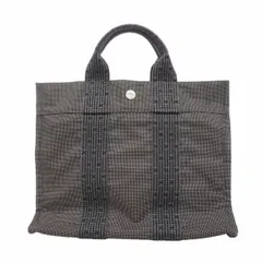 【6hb1184-k】エルメス トートバッグ エールラインPM ナイロン グレー シルバー金具【中古】レディースのサムネイル