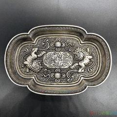 [Elegant] Great Tang Twin Lions Copper Ornament Craft Artwork Interior zw427