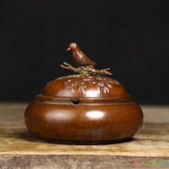 Pure copper magpie incense burner/ashtray ornament, craftwork, art piece, interior decoration zw427