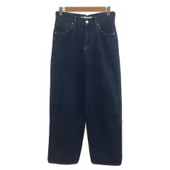 カリテ qualite e× パンツ デニム ジーンズ ワイド ロング ジップフライ リネン混 36 紺 青 ネイビー ブルーのサムネイル