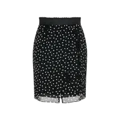 Eh11 DOLCE&GABBANA ドルチェアンドガッパーナ ドット柄 シルクスカート サイズ38 ブラック シルク100％ レディースo07tのサムネイル