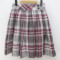 トミーヒルフィガー TOMMY HILFIGER チェック柄 膝丈 プリーツ ラップスカート 2 灰系 グレー ロゴ 金具のサムネイル