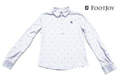 FootJoy women's golf shirt, used, checkered pattern, long sleeve, size M, white.