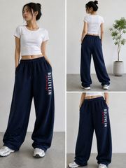 H&M BELIEVE IN Yourself Wide Leg Sweatpants Navy Baggy Graphic New