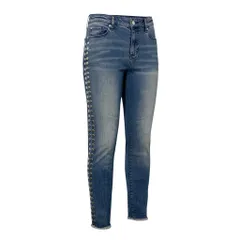 84b17 ARMANI EXCHANGE アルマーニエクスチェンジ クロップドスキニーデニムパンツ カットオフ ジーンズ ボトムス スタッズ 26 インディゴ コットンo07tのサムネイル