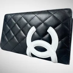 【美品】CHANEL シャネル カンボンライン フラップ ロング 二つ折り 長財布 ブラックのサムネイル