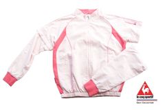 Le Coq Sportif Golf - Used Full-Zip Long-Sleeve Blouson - Women's Golf Wear - Size M - White x Pink