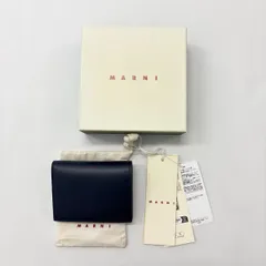 未使用 MARNI マルニ bifold 財布 二つ折り レザー ウォレット ネイビー x グレー 系 定価84.700円 80717 0180のサムネイル