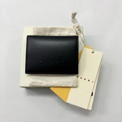 保管品 MARNI マルニ bifold 財布 二つ折り レザー ウォレット ブラック x ブルー 系 定価84.700円 80717 0180のサムネイル