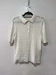 白 ケーブル編み ニット カラーTシャツ 55のサムネイル