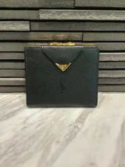 【希少】YVES SAINT LAURENT イヴサンローラン YSL 二つ折り財布 がま口小銭入れ ブラック×ゴールド金具 ヴィンテージのサムネイル