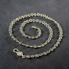 送料無料 クロスボールチェーンネックレス 60cm 幅6mm シルバー ステンレス 金属アレルギー対応 メンズ 長さ調整可 チェーンネックレス デザインチェーン ネックレスチェーン ストリート 重厚感 無骨 十字モチーフ クロス 韓国ファッション カジュアル