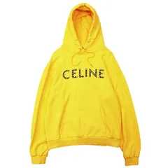 CELINE セリーヌ スウェット サイズ L メンズ ロゴ スタッズ フーデッド 長袖 コットン100％ トップス イエロー 黄 イタリア製のサムネイル