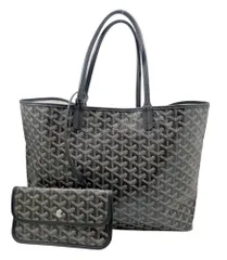 【中古】GOYARD ゴヤール サンルイPM PVC ブラック 黒 ブラウン 茶 トートバッグ ショルダーバッグ 肩掛け 鞄 メンズ レディース ユニセックス コーティングキャンバス レザー ポーチ付き 通勤 通学 【ブランドギャラリー東心斎橋店】のサムネイル
