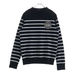 BALMAIN (バルマン) Striped Zip Sweatshirt フロントロゴ ボーダー ジップアップ スウェット ブラック/ホワイト W8H6252I276Bのサムネイル