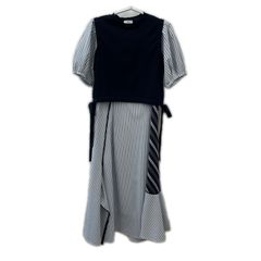 LANVIN en Bleu ストライプMIXドッキングワンピー 38サイズ - メルカリ