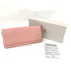 D9424 新品未使用！ WAKO ワコウ 和光 リザード型押し 二つ折り長財布 ロングウォレット ゴールド金具 南京錠モチーフ ピンク レザーのサムネイル
