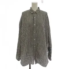 ラウンジドレス ガリャルダガランテ Loungedress GALLARDAGALANTE シャツ ブラウス F 黒 ブラック 白 ホワイト ストライプ柄 レギュラーカラー 長袖 /LPのサムネイル