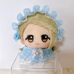 ぬい服 ヘッドドレス 水色フリフリフリル ちびぐるみ 10cm - メルカリ
