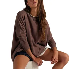 フリーピープル レディース トップス Tシャツ Free People Latte Blues Thermal Solid Top Womens Leafless Treeのサムネイル