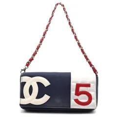 CHANEL (シャネル) ナンバー5 チョコバー ココマーク チェーン ショルダー バッグ ネイビー/シルバーのサムネイル