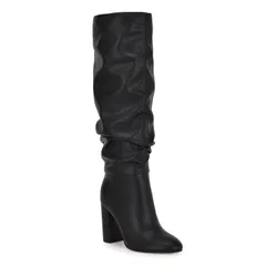 ナインウェスト レディース シューズ ブーツ・レインブーツ ヒール Nine West Magnett Womens Block Heel Slouchy Dress Boots Black ブラックのサムネイル