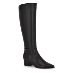 ナインウェスト レディース シューズ ブーツ・レインブーツ ヒール Nine West Morgin Womens Pointy Toe Block Heel Dress Boots Black Leのサムネイル