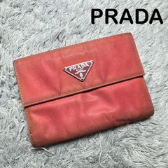 ※状態考慮※PRADA プラダ 三角プレート テスート ナイロン 二つ折り財布 レッド
