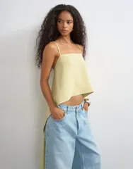 トップショップ レディース トップス タンクトップ ドレープ Topshop square neck cami with drape back detail in sage セージのサムネイル