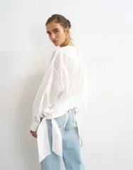 トップショップ レディース トップス タンクトップ ブラウス Topshop curved hem blouse WHITE ホワイトのサムネイル