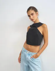トップショップ レディース トップス タンクトップ Topshop 90s cutaway top Black ブラックのサムネイル