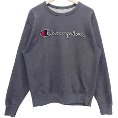 Champion チャンピオン スウェットトレーナー M XL相当 グレー 刺繍ロゴ ビッグロゴ 裏起毛 クルーネック 長袖 袖ロゴ 古着 メンズ レディース カジュアル ストリート アメカジ 灰色 男女兼用 古着男子 古着女子 秋冬 定番 人気 ゆるだぼのサムネイル
