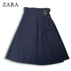 ZARA ザラ 通年★ ロング ダブル プリーツ フレア スカート Sz.M レディース 黒