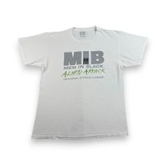 00s MIB メンインブラック 映画 ムービー ビンテージ Tシャツ 白 L 半袖 古着 y2k m-u-2505-049