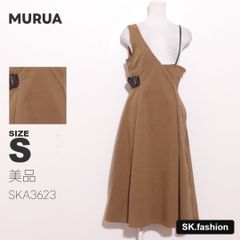美品 MURUA ワンピース ロング丈　ジャンパースカート　アシンメトリー　サイドベルト　綿100％